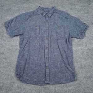 PATAGONIA Back Step Shirt Men's Medium Blue Short Sleeve Hemp Cotton Lightweight